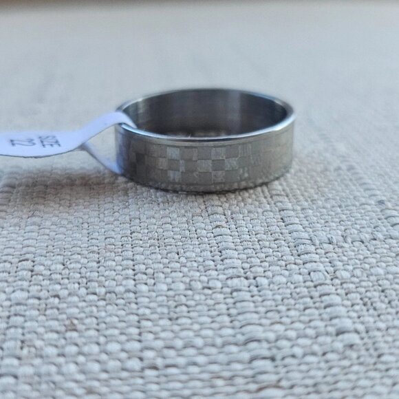 Fashion Ring Checker Staineless Steel Unisex Fashion Jewelry Rings Size NWT - Picture 8 of 12